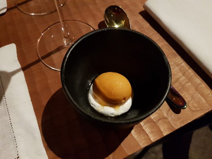pumpkin sorbet with chili with cream