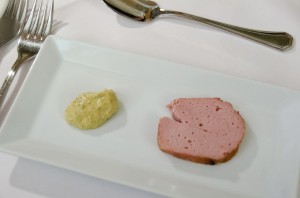 Amuse bouche - Leberkäse with onion mustard