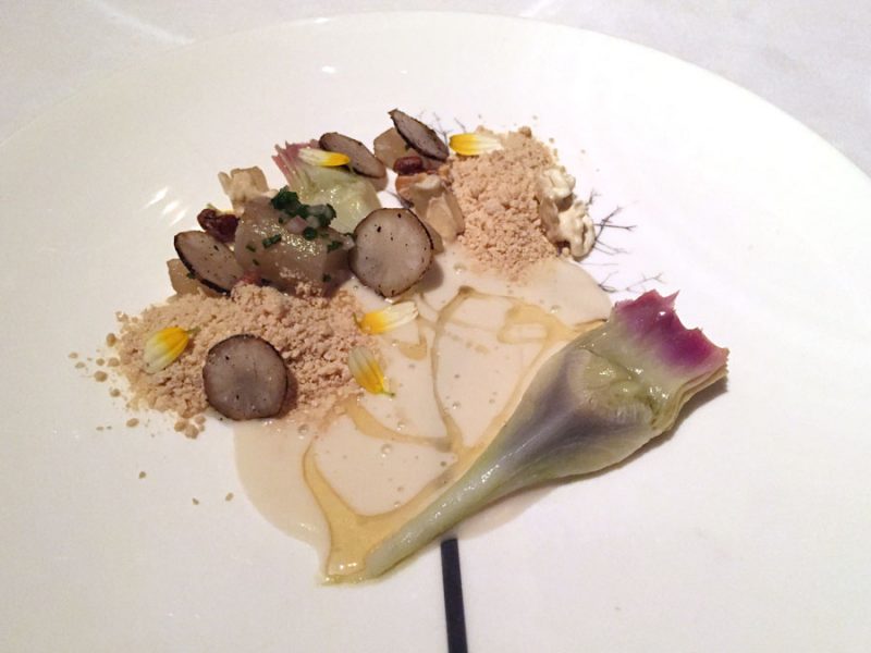 Artichokes | Nashi pear, walnuts and grated foie gras