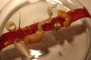 Carabineros chase wagyu beef, palmitos - passionfruit